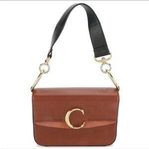 Chloe Double Carry Bag in Cinnamon Brown Calfskin Leather.